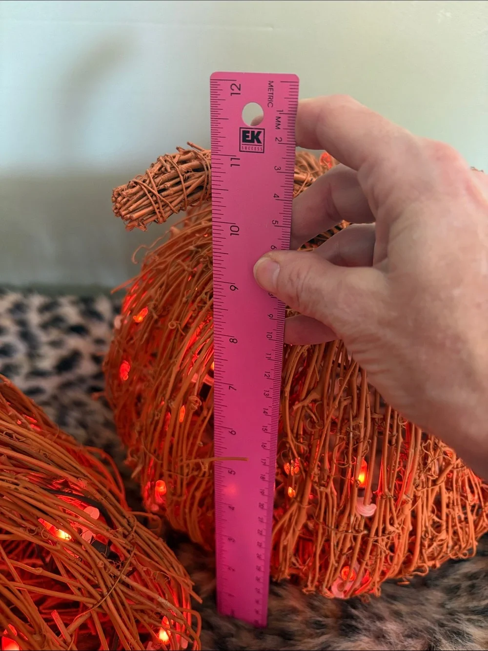 💎RARE💎2 Large Pottery Barn Orange Wicker Light Up Pumpkins